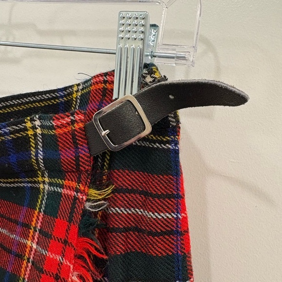 Vintage Woolmark Tartan Plaid Pleated Skirt With Kilt Pin - Picture 2 of 9